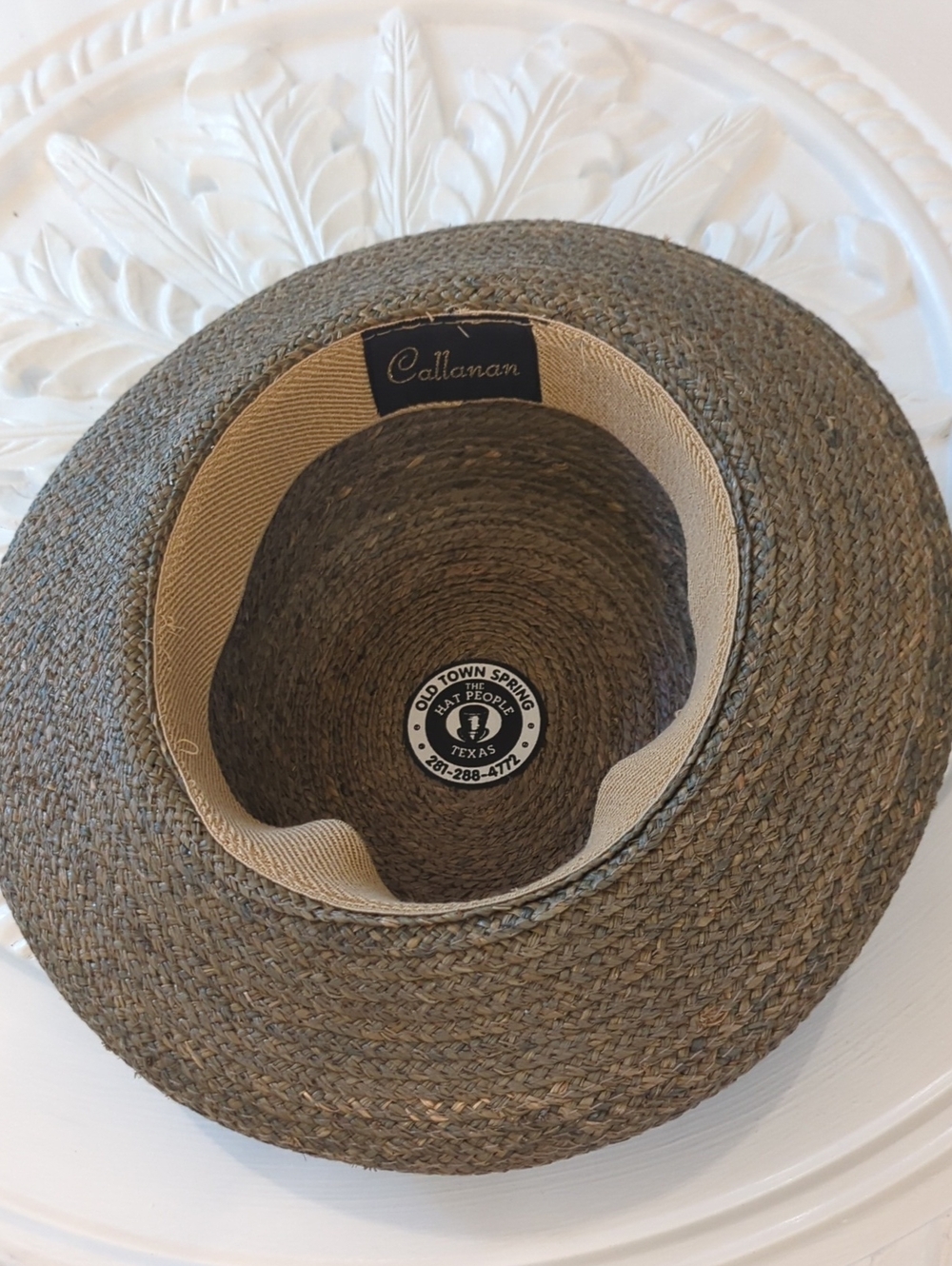 Vintage Callanan Woven Straw Sun Hat with Tied Rope Trim - Olive Brown One Size - Picture 6 of 9